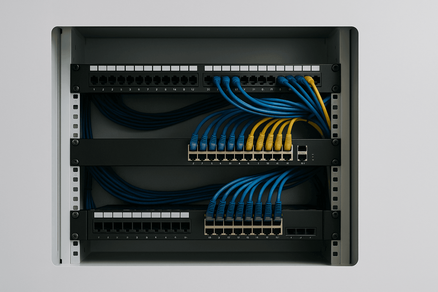 Serverschrank mit Switches und Patch-Panel